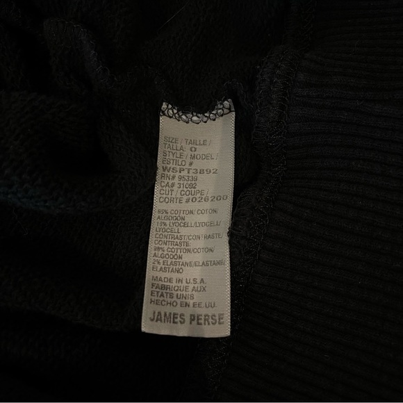 James Perse Cozy Sweat Top Zip-Up Hoodie Cropped Black - Picture 8 of 10